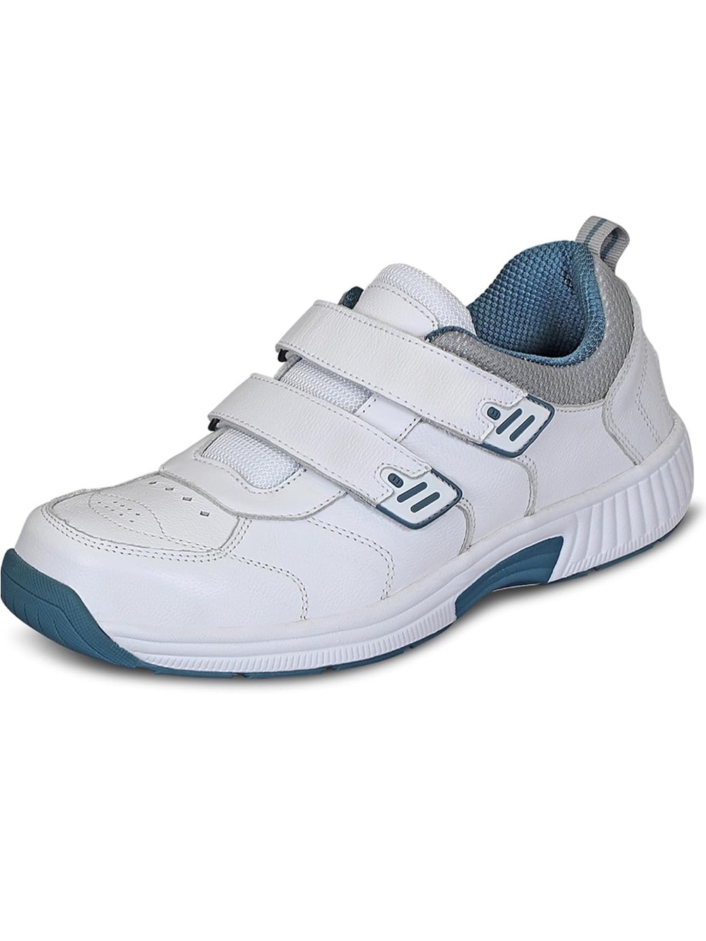 Men’s OrthoFeet Alamo Adjustable Strap Leather Walking Sneaker, 9.5 XX-Wide